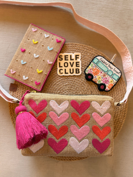 All Hearts Pink Jute Box Bag