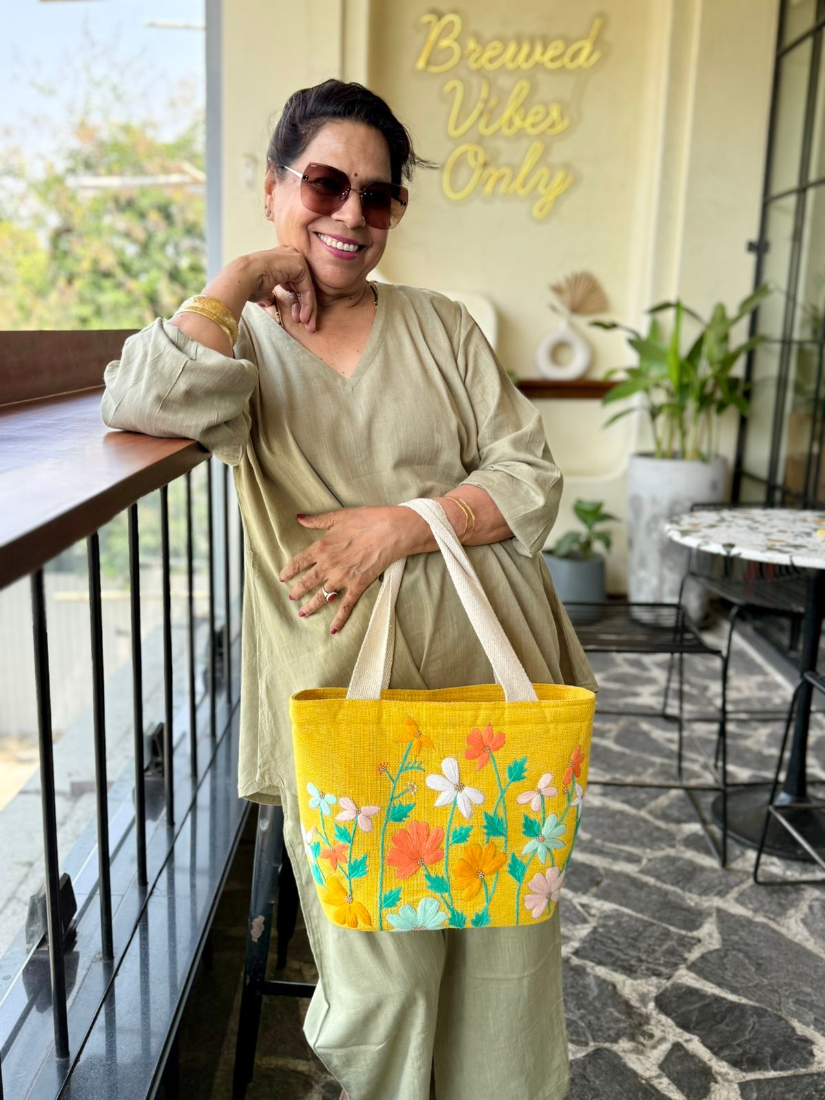 It Was All Yellow - Embroidered Jute Bag