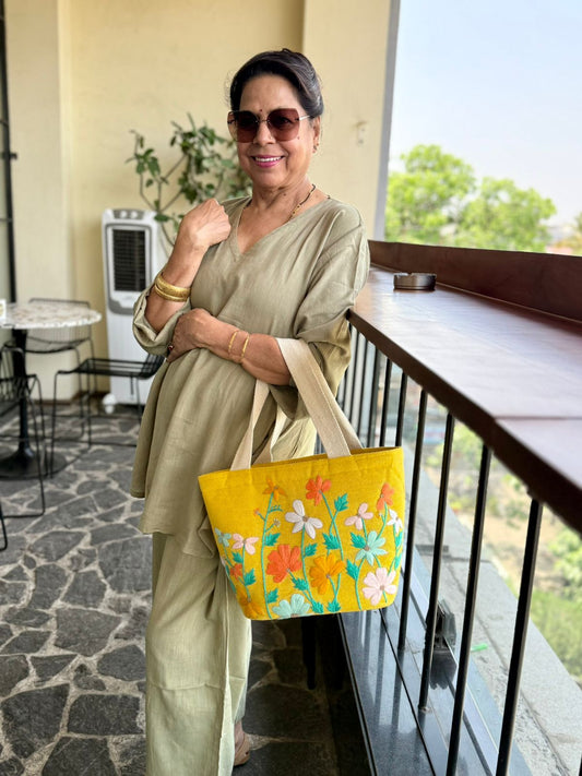 It Was All Yellow - Embroidered Jute Bag