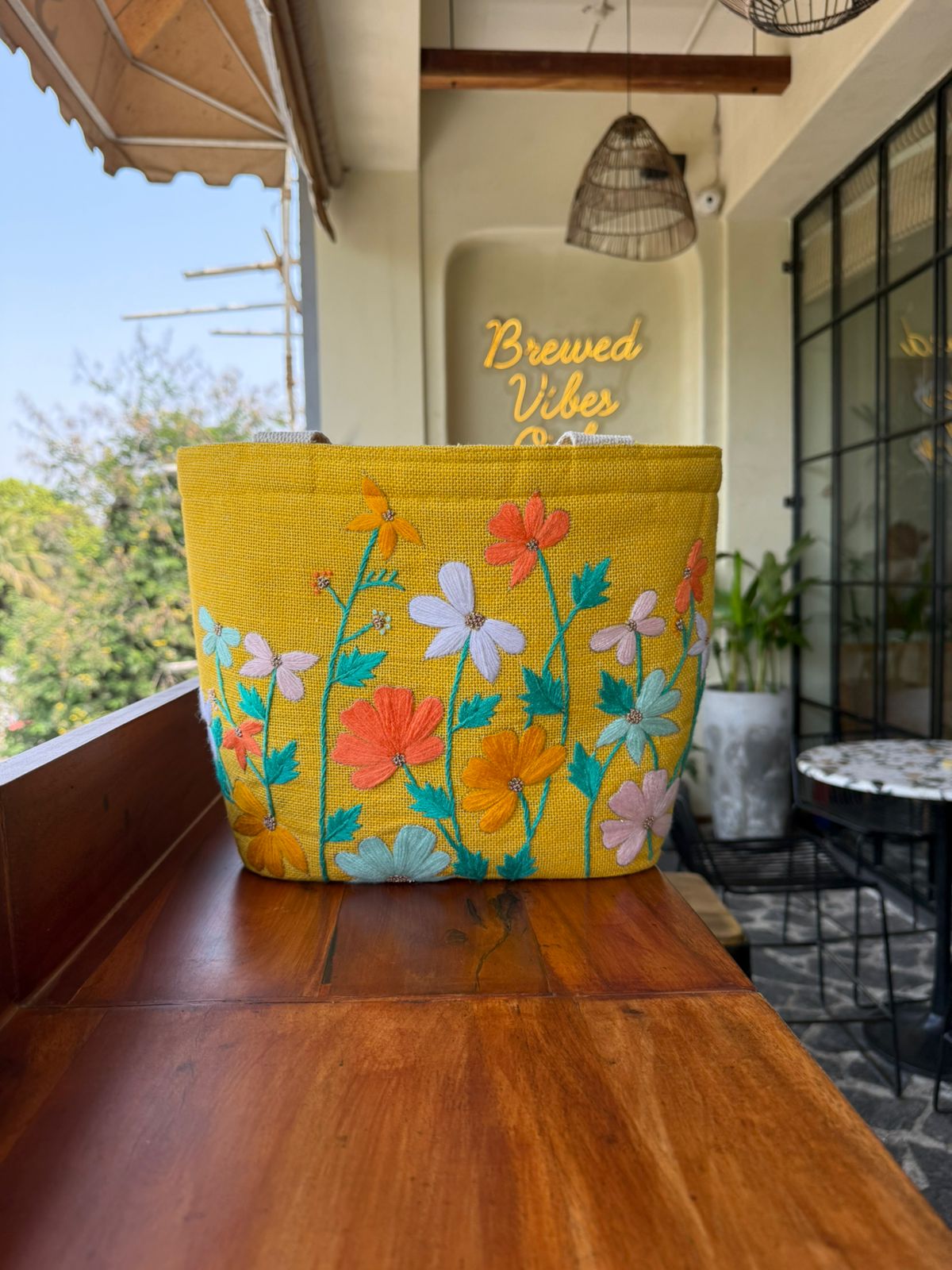 It Was All Yellow - Embroidered Jute Bag