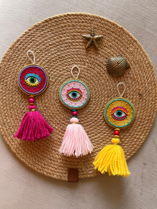 Nazar Battu Beaded Charm (Dark Pink )