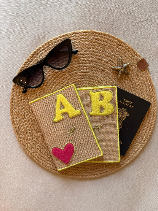 Hearts and Initials Passport Cover