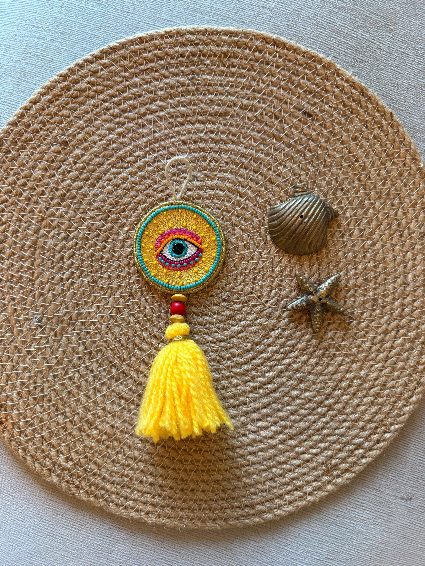 Nazar Battu Beaded Charm (Yellow)
