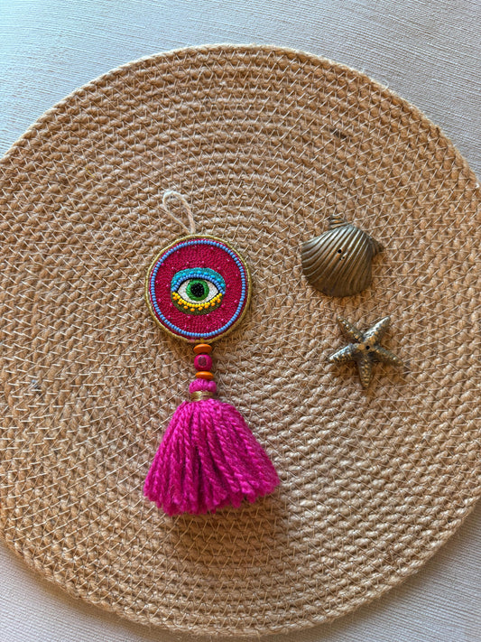 Nazar Battu Beaded Charm (Dark Pink )