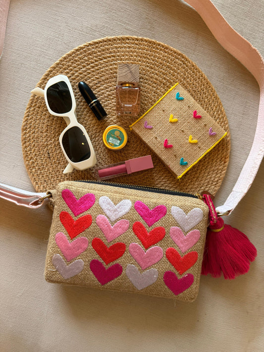 All Hearts Pink Jute Box Bag
