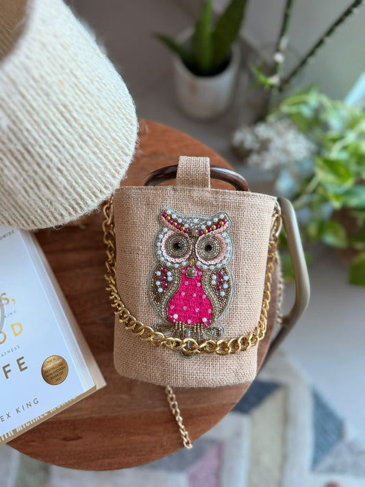 Pink Hoot Bucket Bag