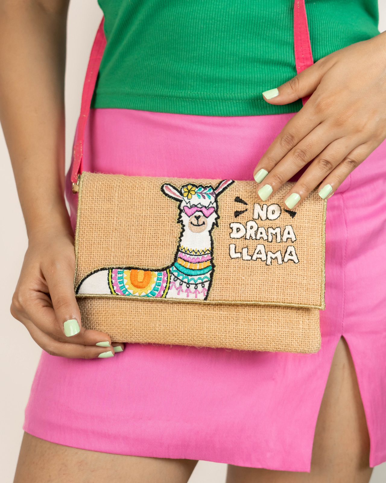 Llama-Drama Jute Sling Bag