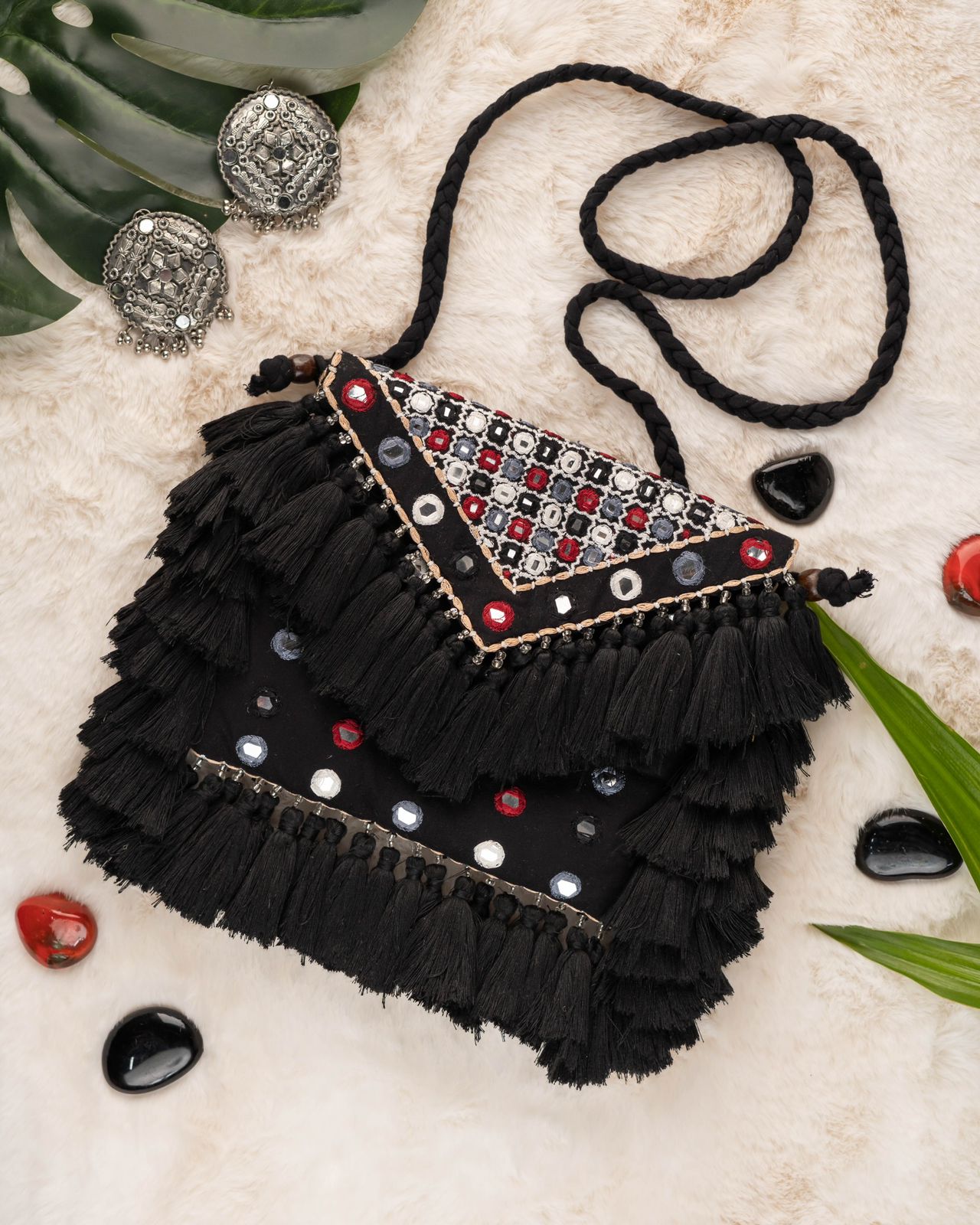 Midnight Magic Embroidered Boho Bag