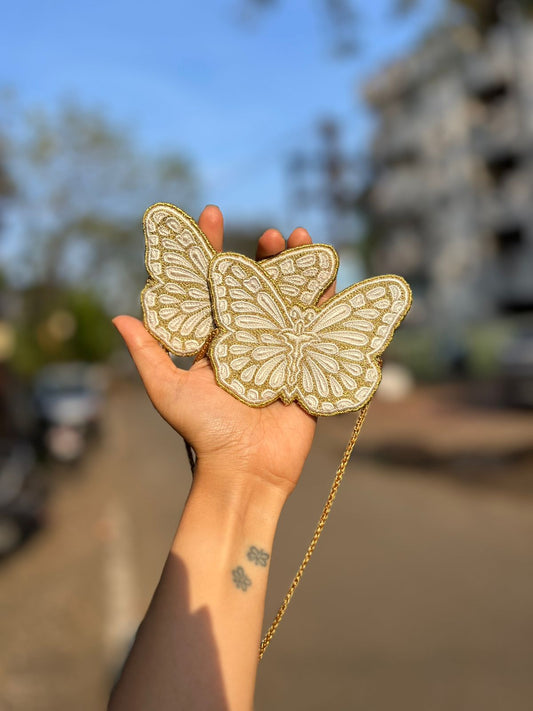 Golden Ivory Wings Butterfly Curtain Tie