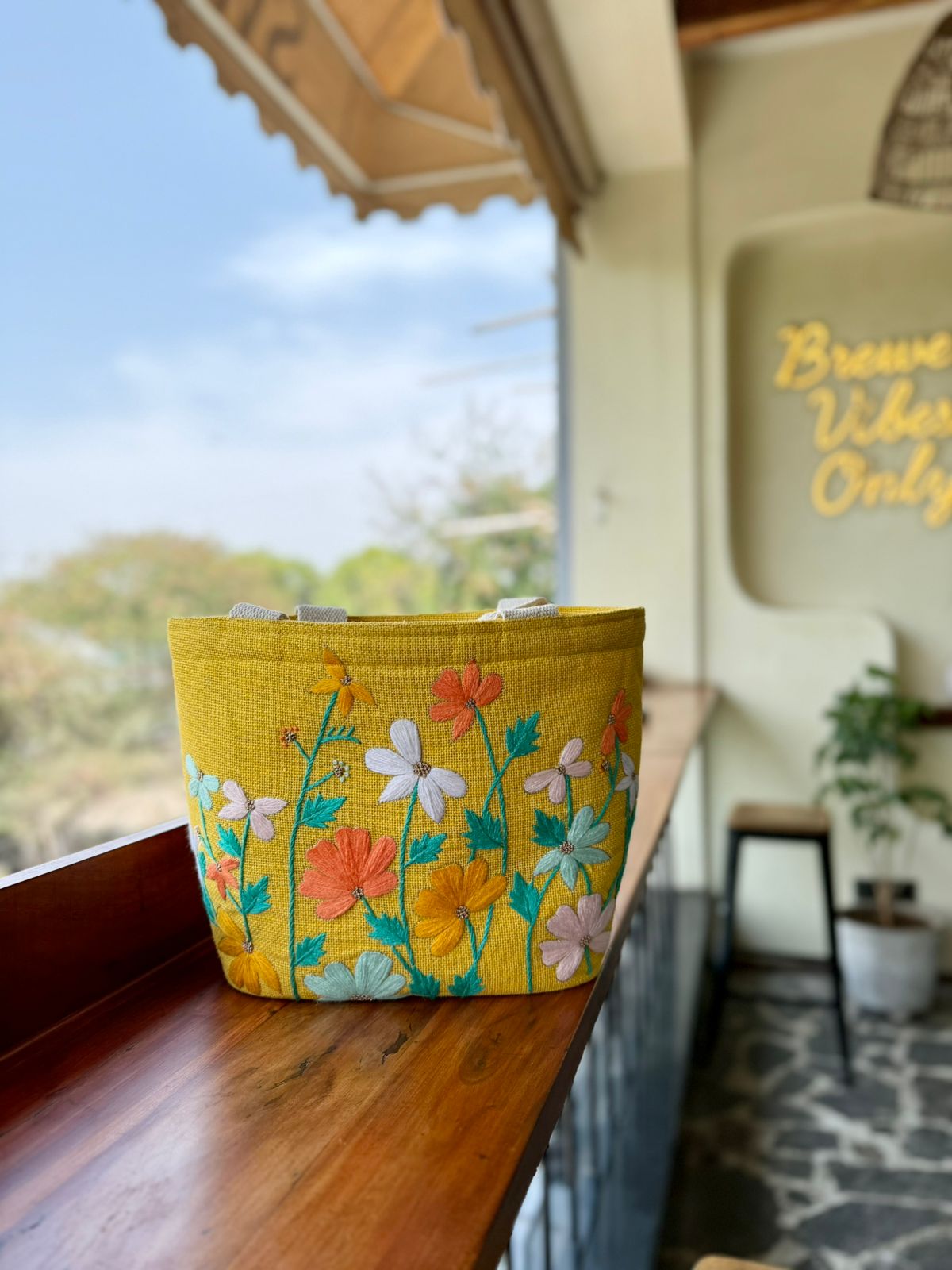 It Was All Yellow - Embroidered Jute Bag