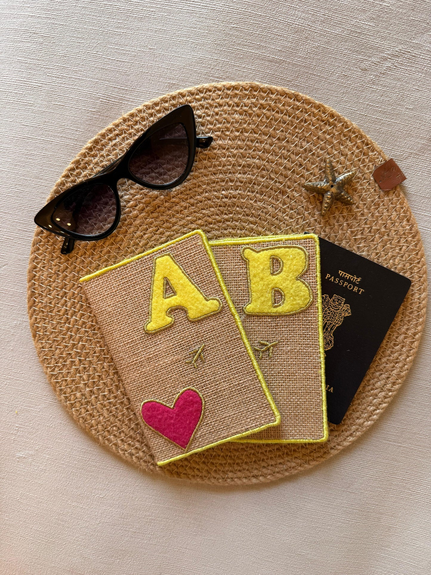 Hearts and Initials Passport Cover