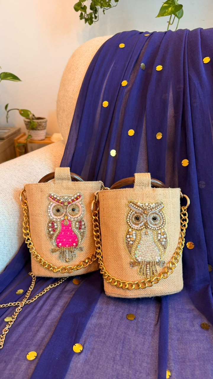 Golden Hoot Bucket Bag