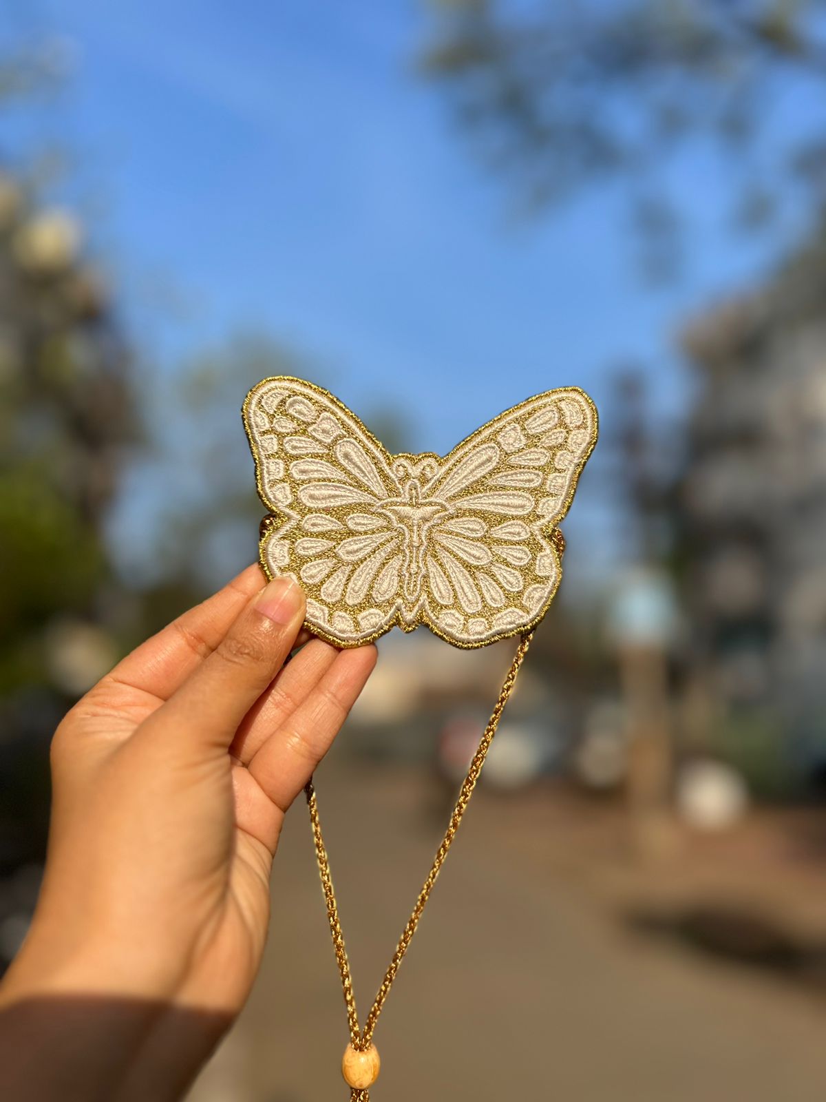 Golden Ivory Wings Butterfly Curtain Tie