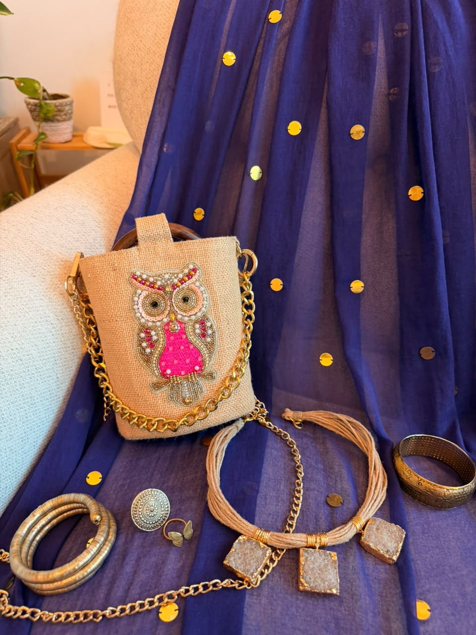 Pink Hoot Bucket Bag