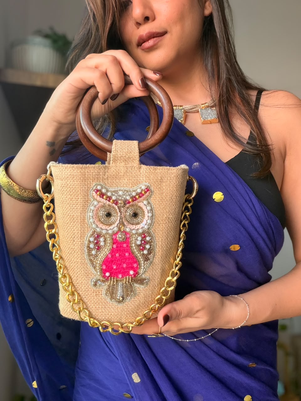 Pink Hoot Bucket Bag